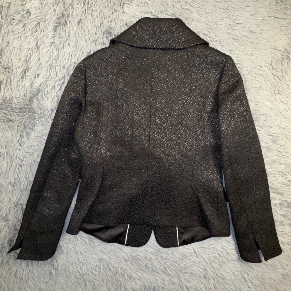 Lafayette 148 Blazer Women's 10 Black Sparkle Tweed Blazer‎ Shawl Collar Event - Picture 13 of 13